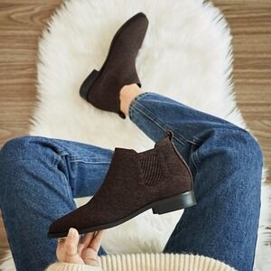 VIVAIA Knit Ankle Boots Comfortable Everyday Casual Booties Brown EU/42 US/10.5